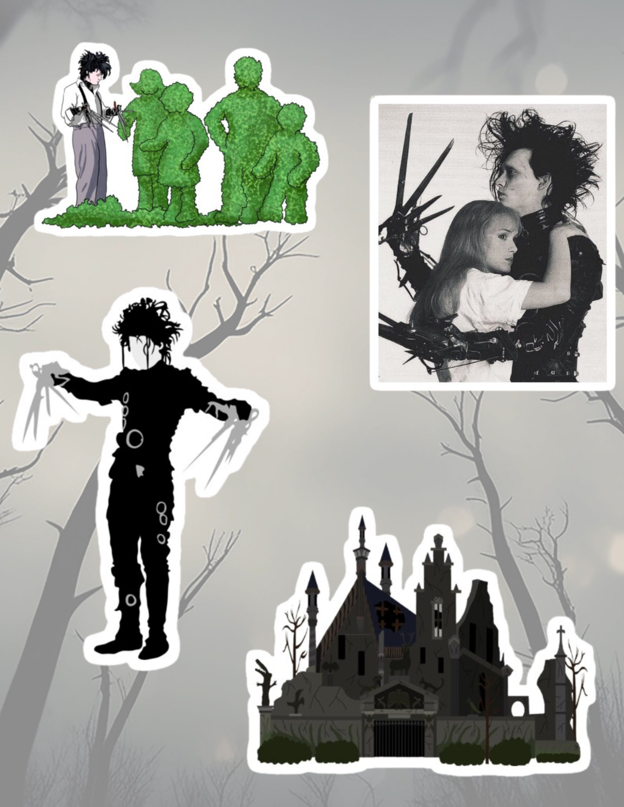 Edward Scissorhands 90's Movies 4pc Sticker Pack