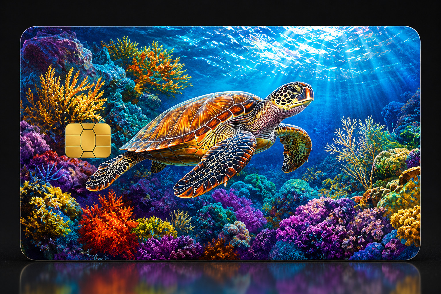 Vibrant Sea Turtle Art Debit Card Credit Card Skin Sticker Decal