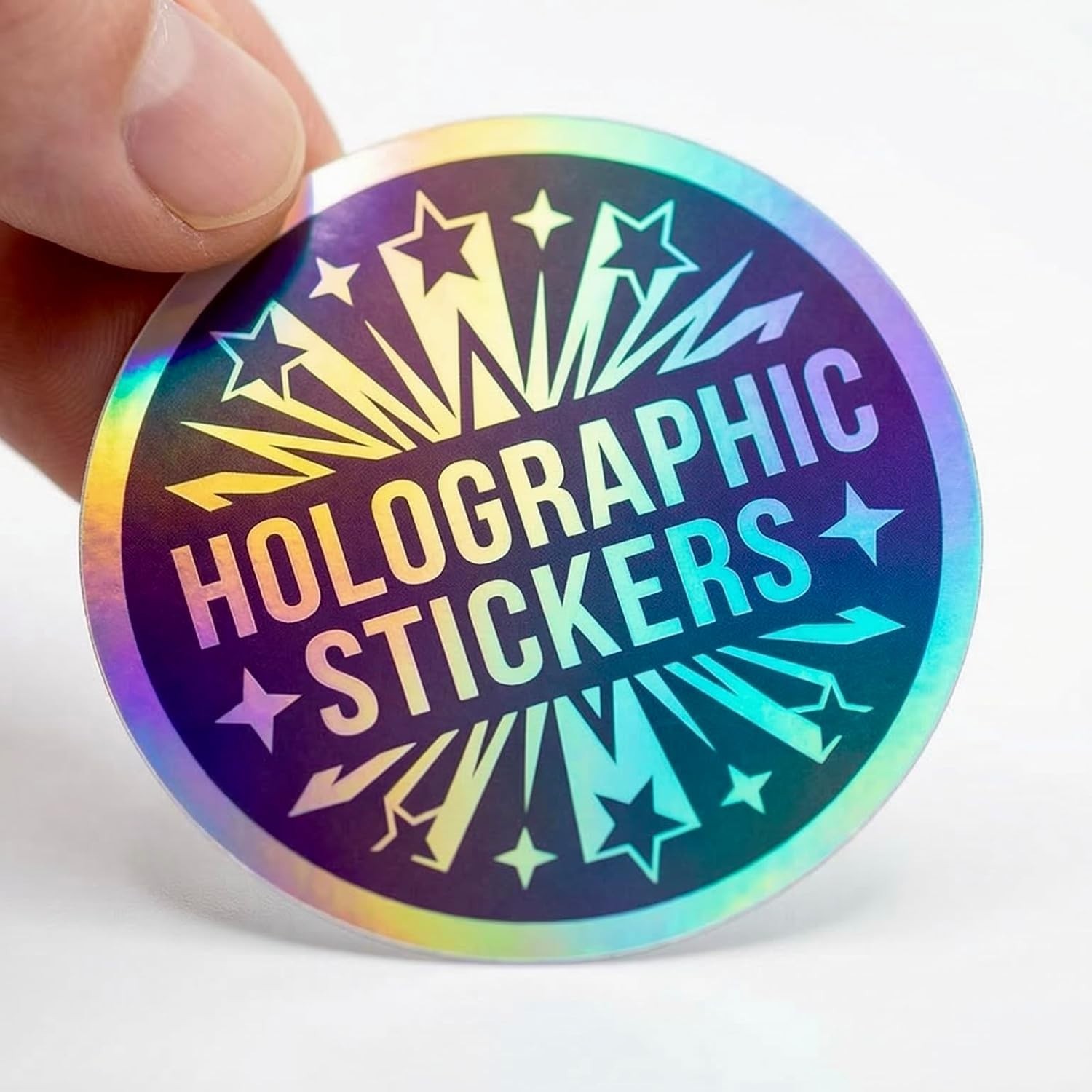 Custom Holographic Rainbow Stickers 100 Pack Personalized Waterproof Vinyl Logo