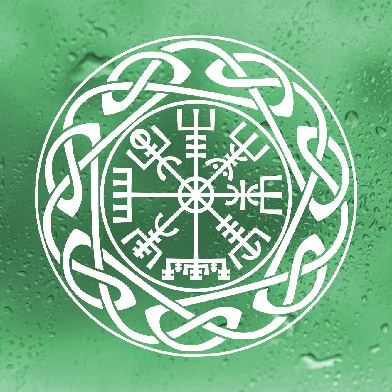 Celtic Knot Circle with Viking Compass Vinyl Decal | Vegvisir Norse Nordic Myth