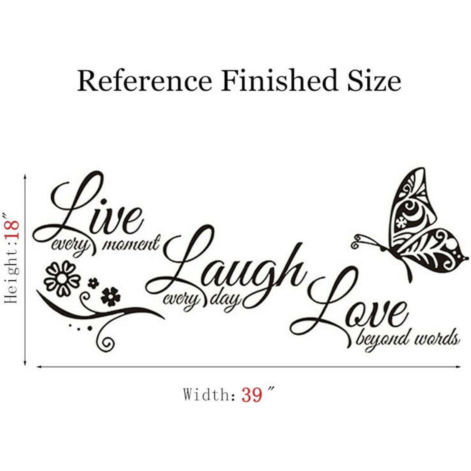 Live Laugh Love Butterfly Flower Wall Decal Sticker Vinyl Home Decor Wall Art