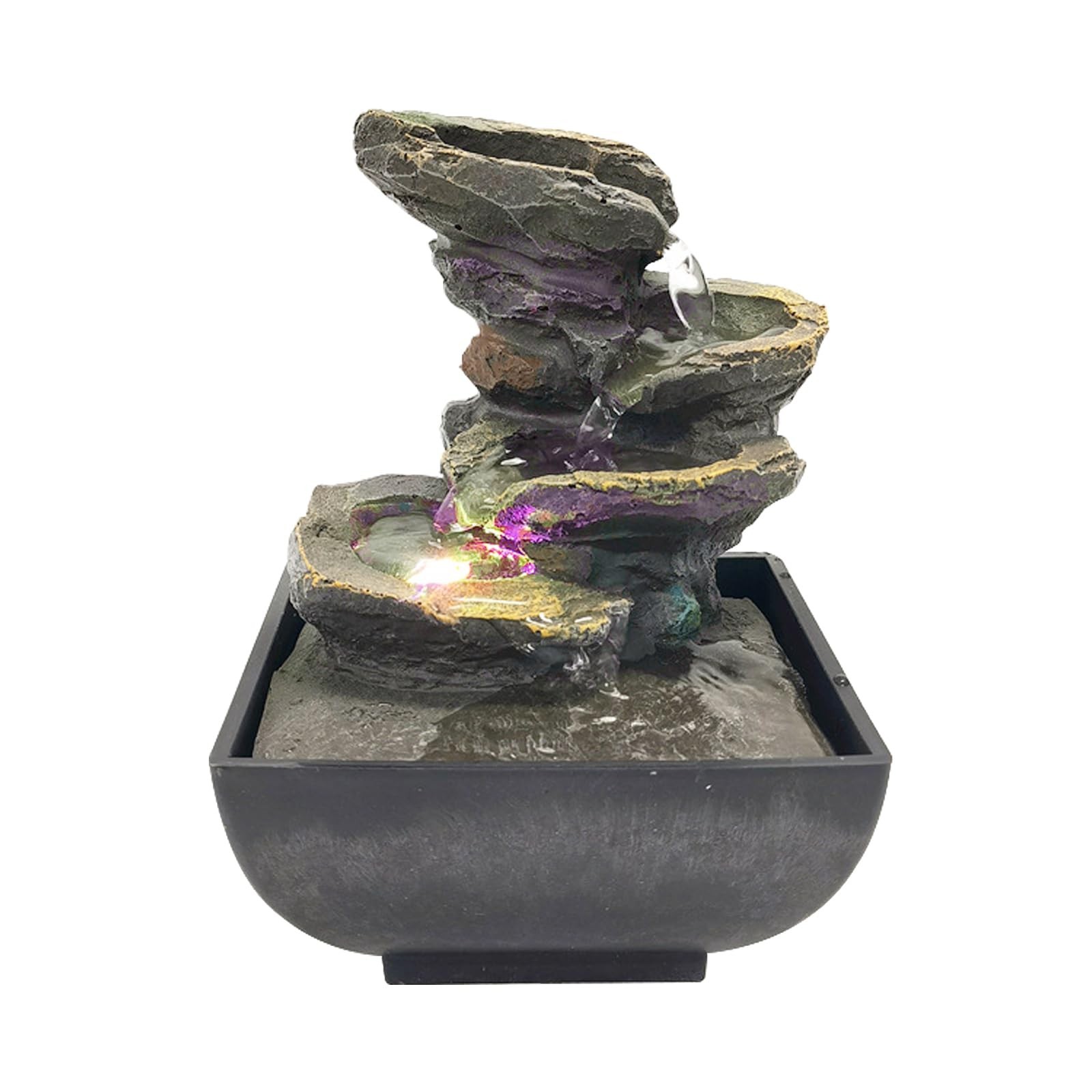Indoor Tabletop Fountain Water Fountain with Light and Natural Waterfall Soun…