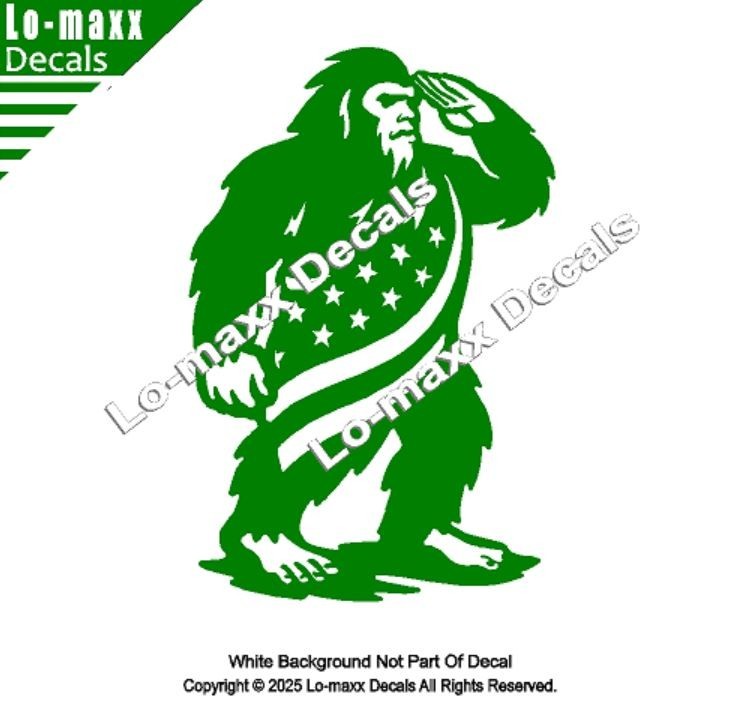 Patriotic Bigfoot Decal American Freedom Flag Sasquatch Sticker USA Vinyl Art