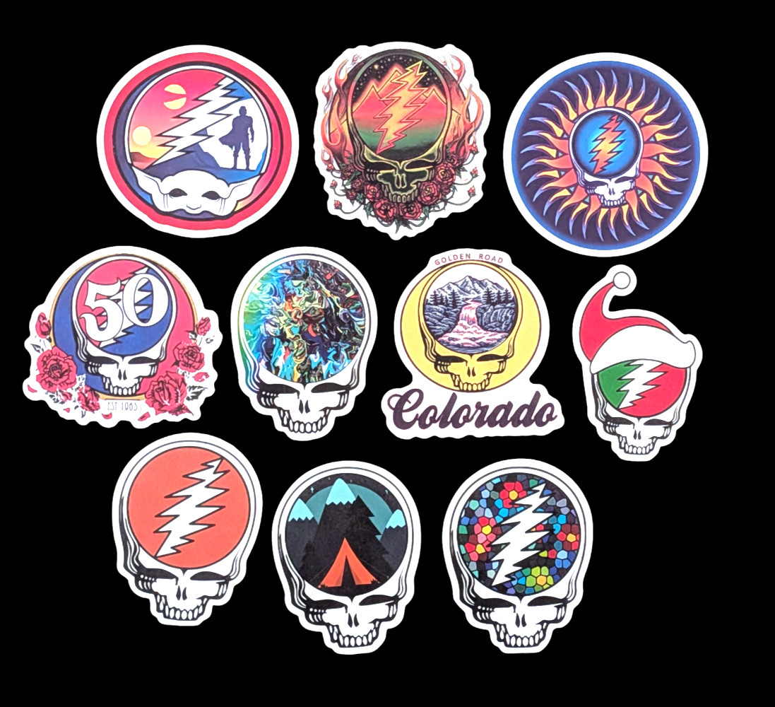 Grateful Dead Stickers, Grateful Dead Skull Globes, 10pcs.