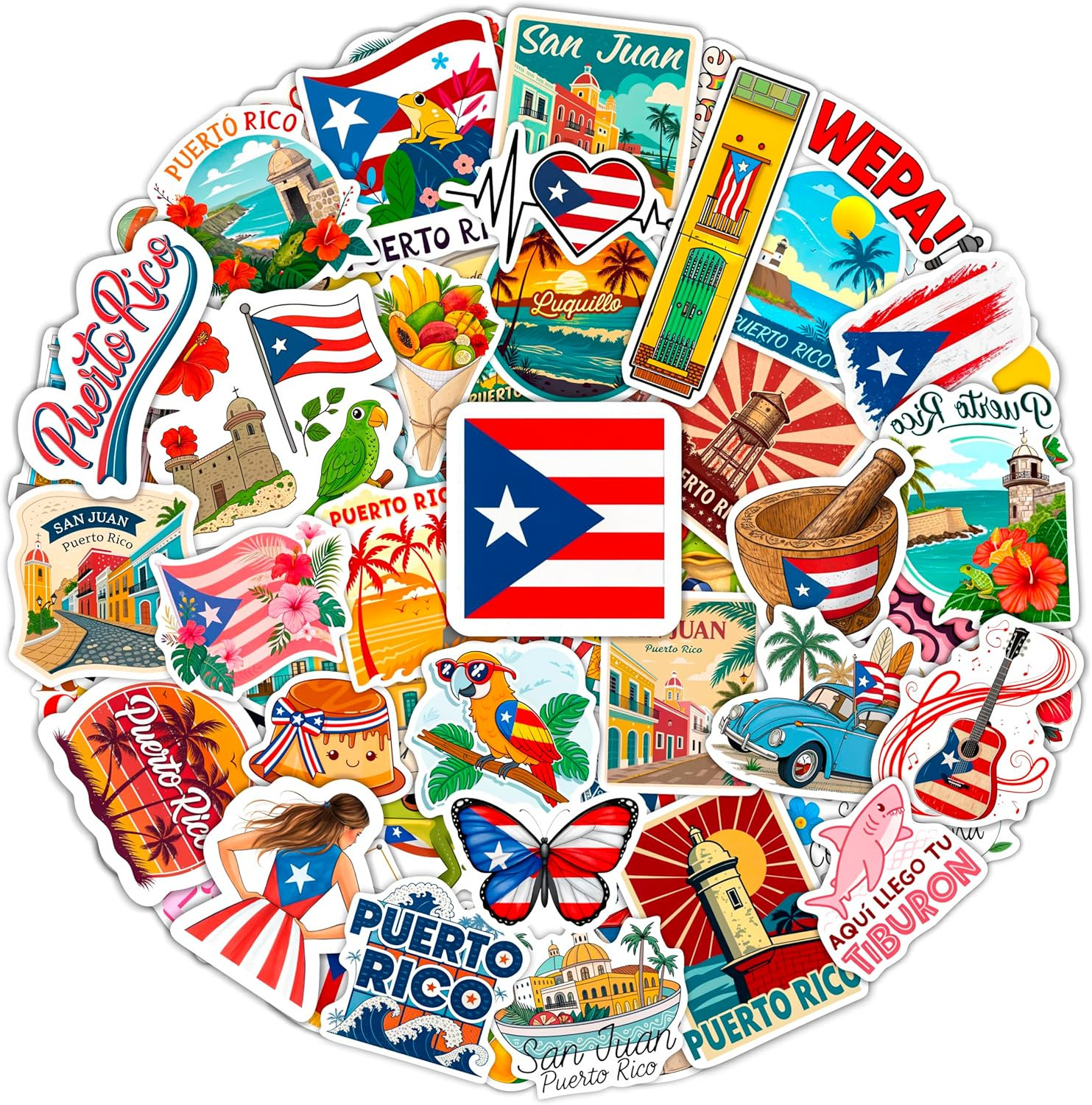 100Pcs Puerto Rico Stickers and Decals for Water Bottle, Laptop – Puerto Rico Gi