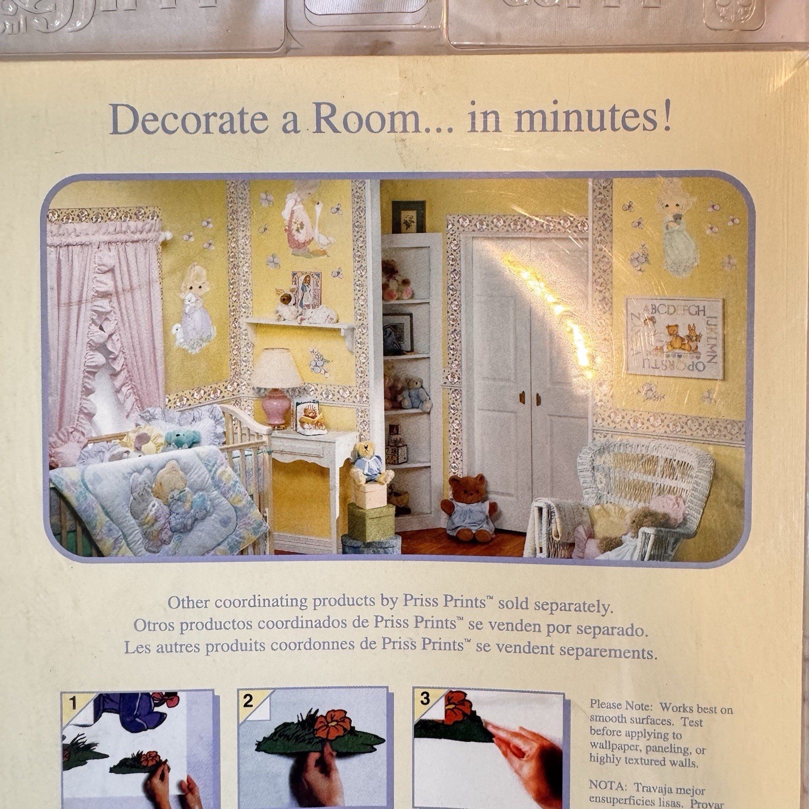 VTG Precious Moments Jumbo Reusable Wall Decor Stick-Ups Applique NIB
