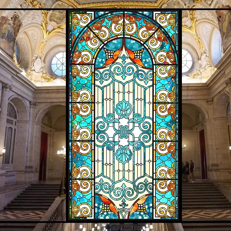 Vintage Self-adhesive Window Film Frosted Stained Privacy Glass Sticker Decor