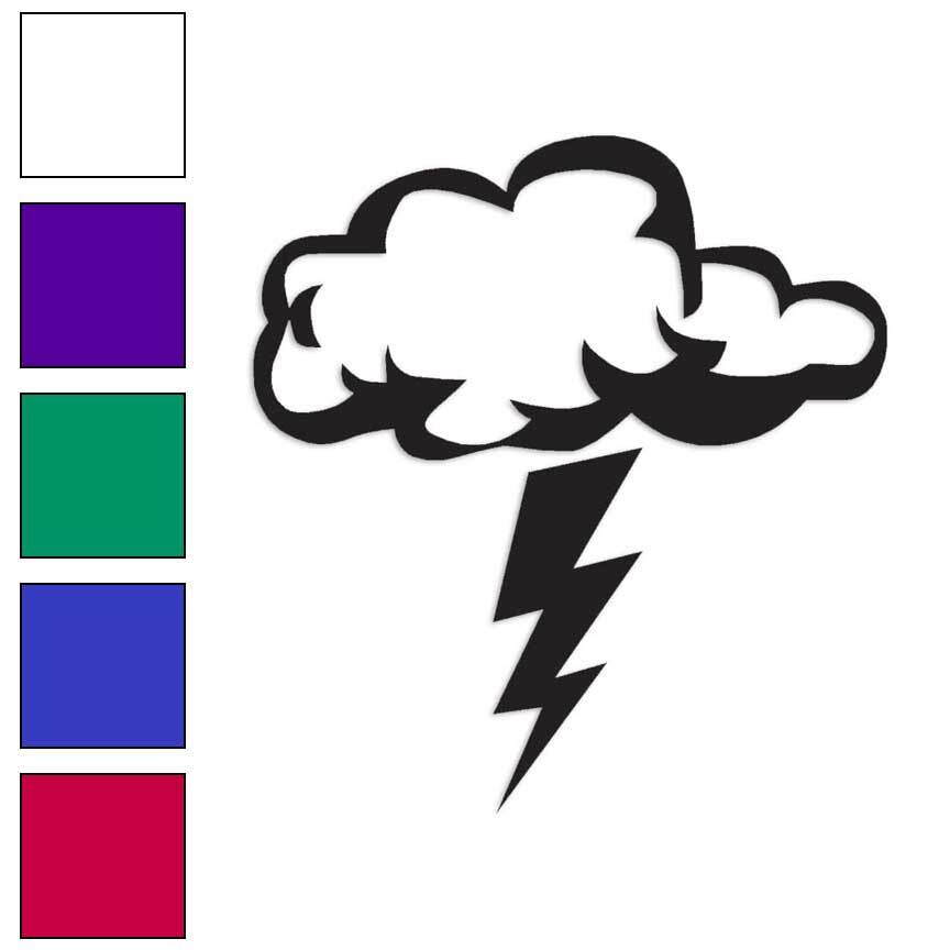 Storm Cloud Lightning Bolt, Vinyl Decal Sticker, Multiple Colors & Sizes #1399