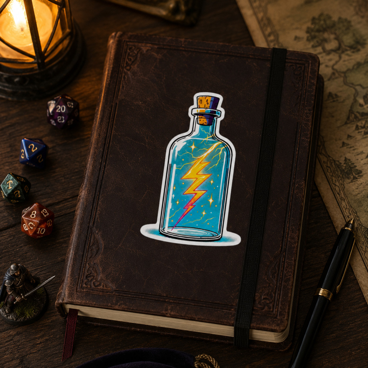 Lightning in a Bottle Vinyl Sticker 4×2.5 Inch Waterproof & Fade Resistant