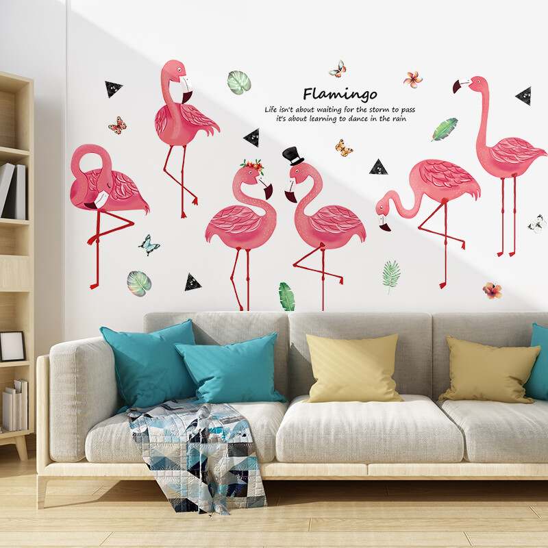 Removable Vinyl Wall Decal flamingo Girl Sticker Art Home living Room DIY Decor