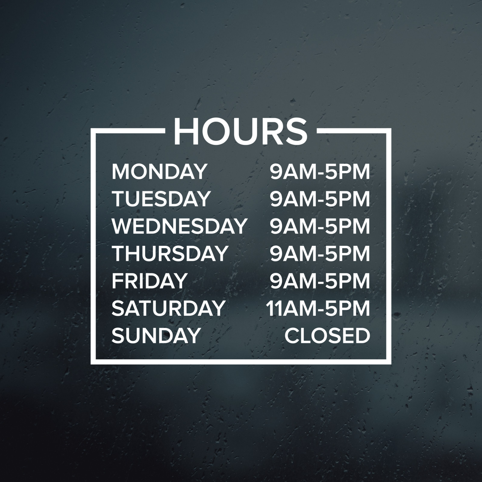Custom Business Store Hours Sign Vinyl Decal Sticker 10 x 8.2 Window Door Glass