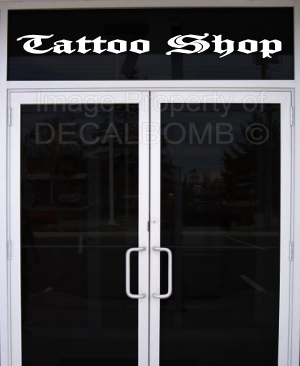 Tattoo Shop decal / sticker old english style parlor ink gun tat design store