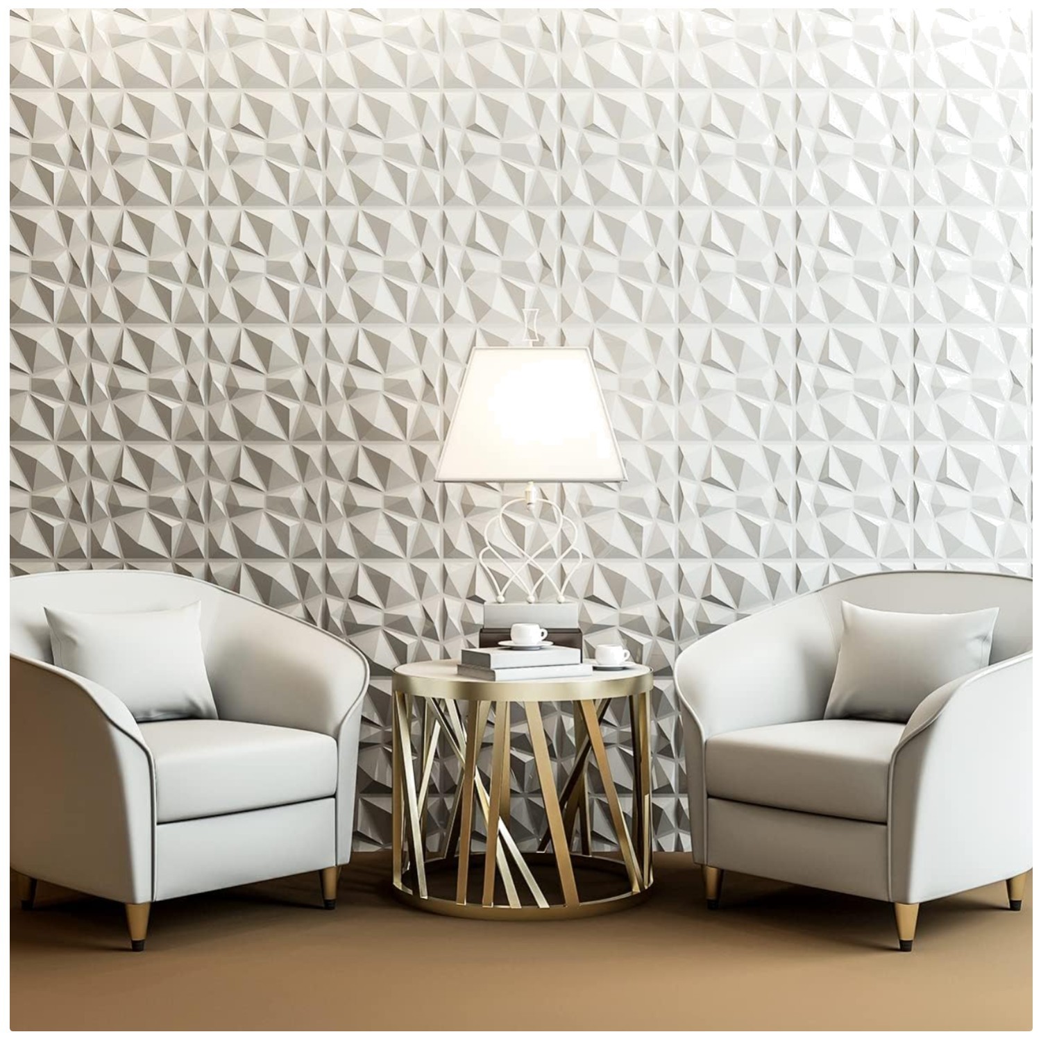 White Matte Decor Panels 11.8"x11.8" 33 Tiles