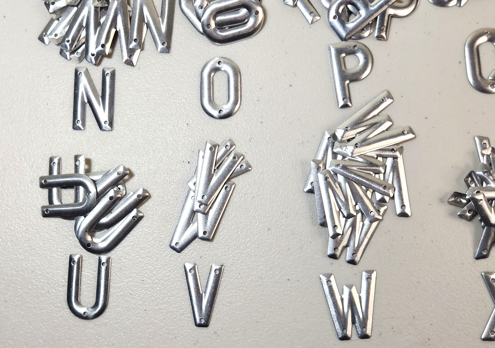 Lot of Approx. 244 Single A-Z Aluminum 1" Crafter's Signs **Missing Letter I**