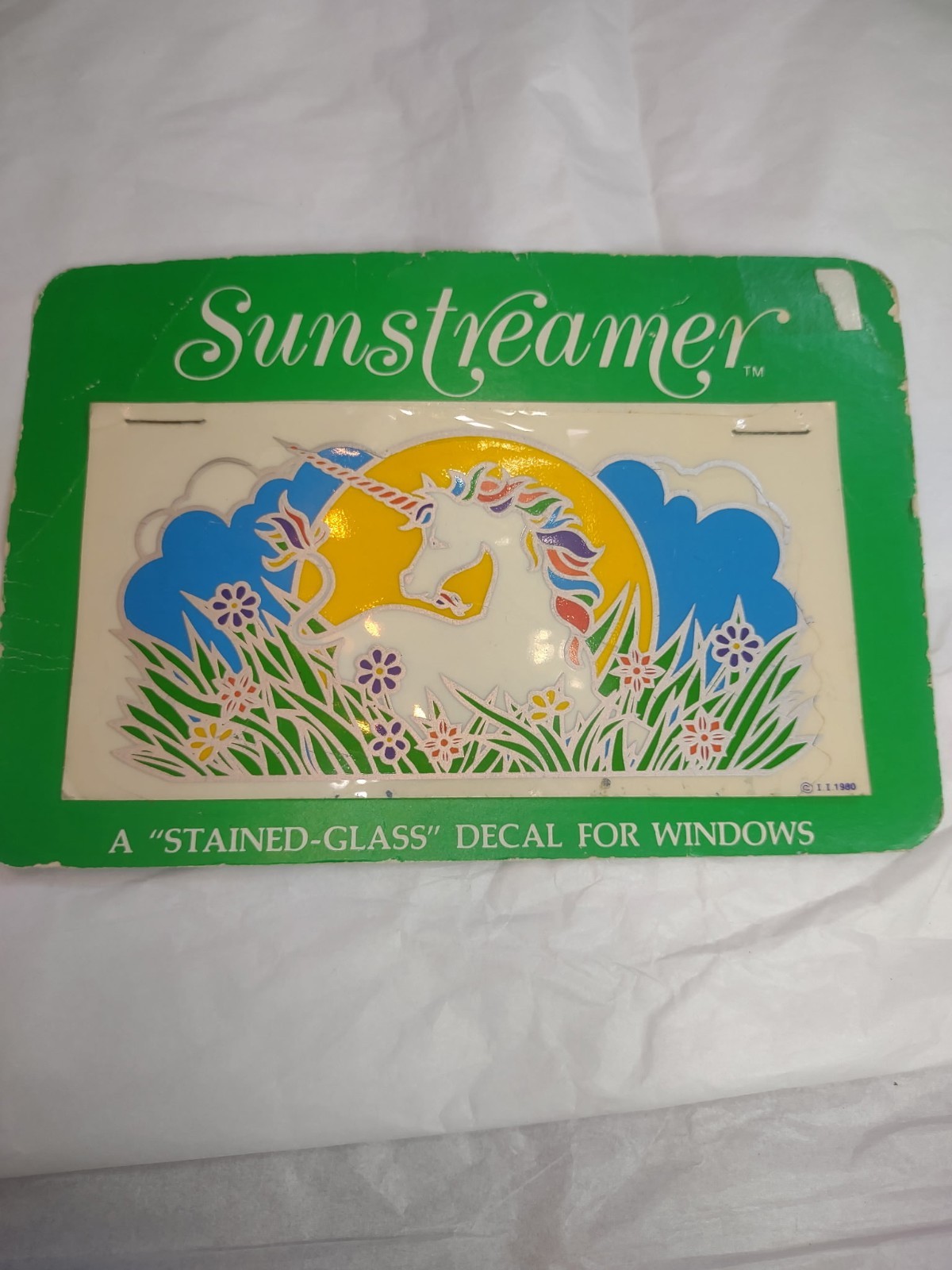 NEW Vintage Sunstreameer Stained Glass Effect Unicorn Window Decal Multicolor