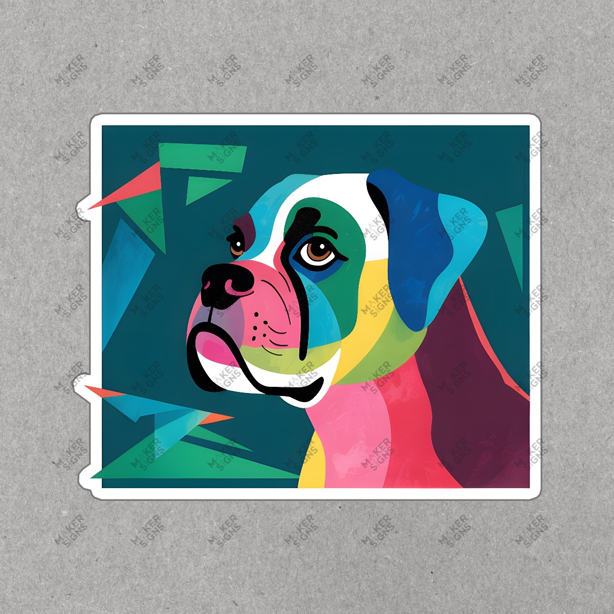 Vibrant Boxer Dog Art Print Modern Abstract Pop Art Style Decor #19121