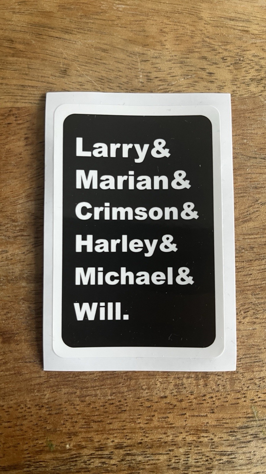 Burning Man Sticker with Founders Names, 2×3 inches black and white