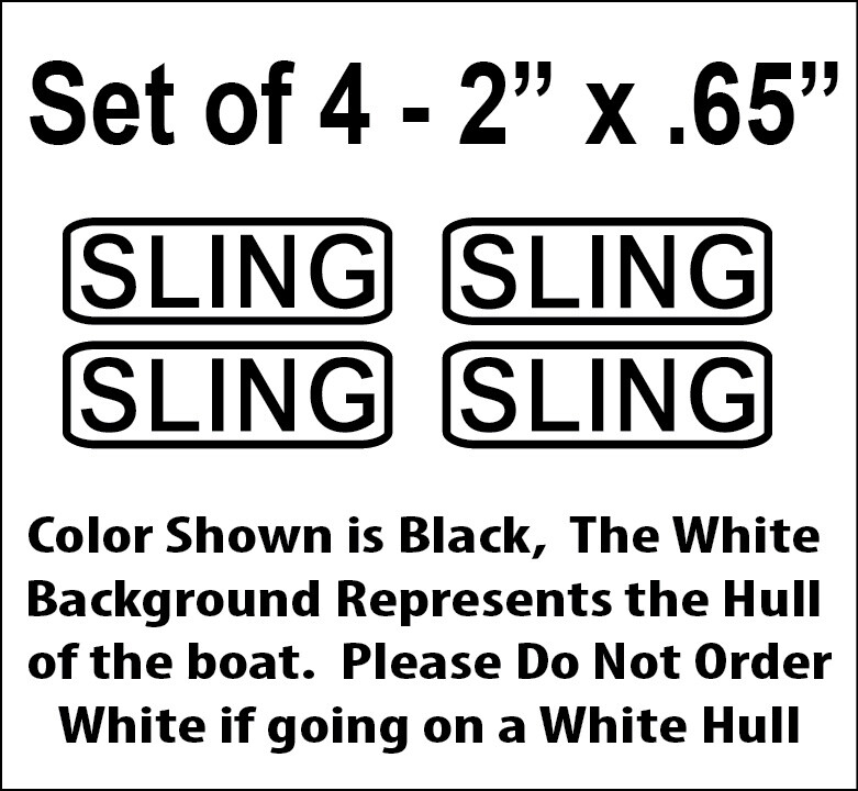 Set of 4 – 2" x .65" Sling Boat Decals #2