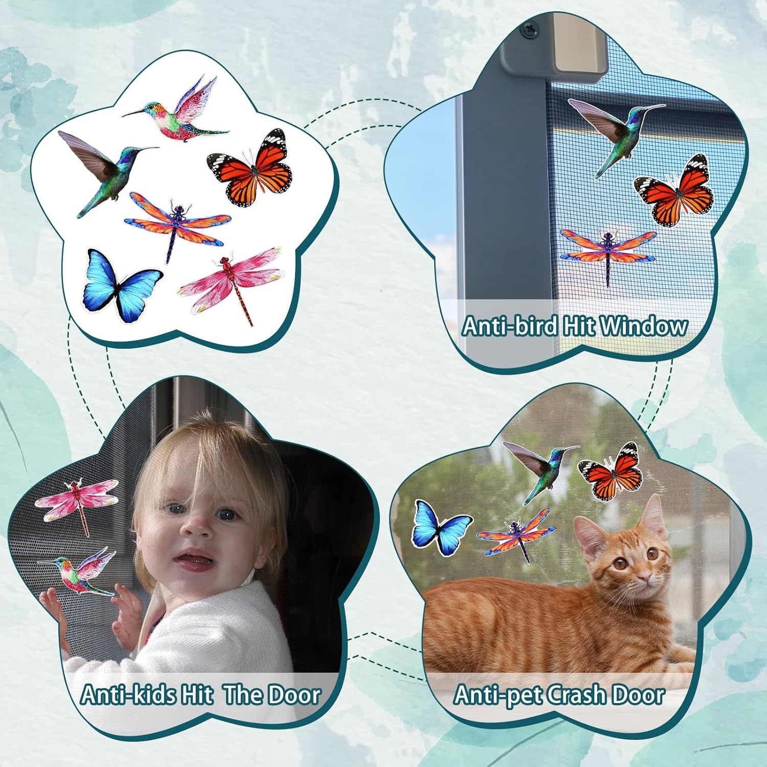 12 Pcs Screen Door Magnets Butterfly Hummingbird Dragonfly Double Sided Flexible