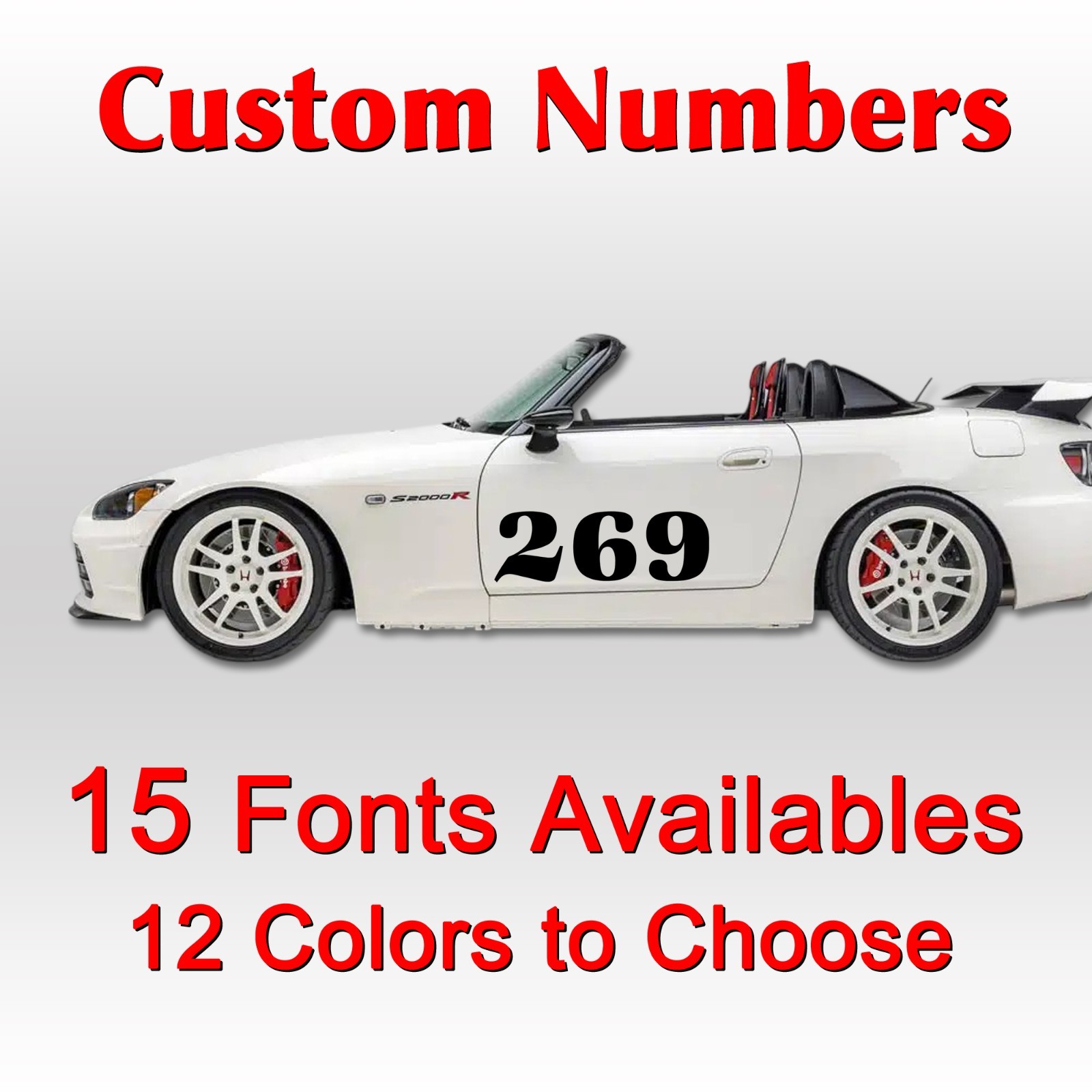 Racing Numbers 2 pack die-cut decal door custom number rally dirt bike or Car