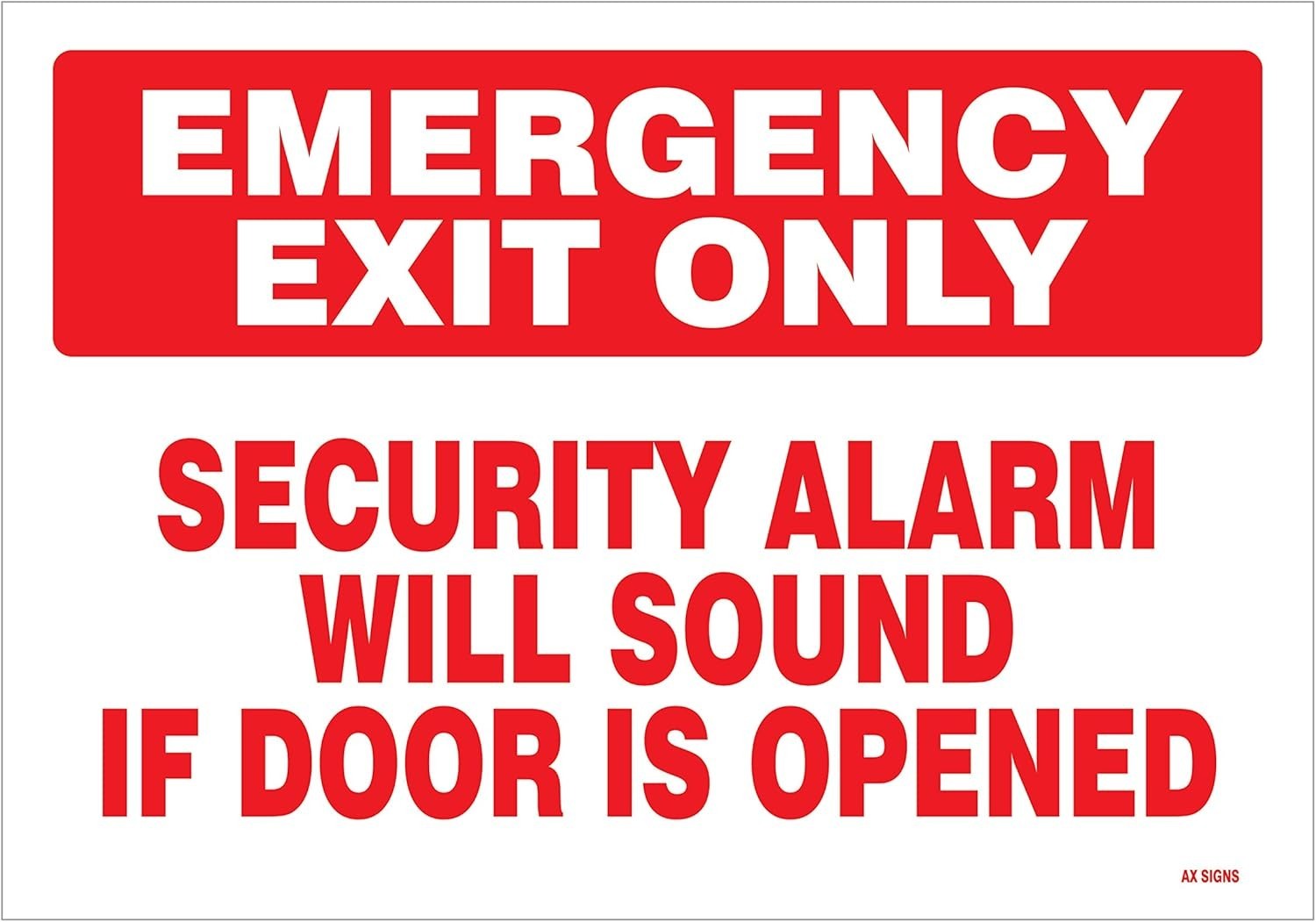 (2 Pack) Emergency Exit Only Sticker Alarm Will Sound 7 x 10 Inches