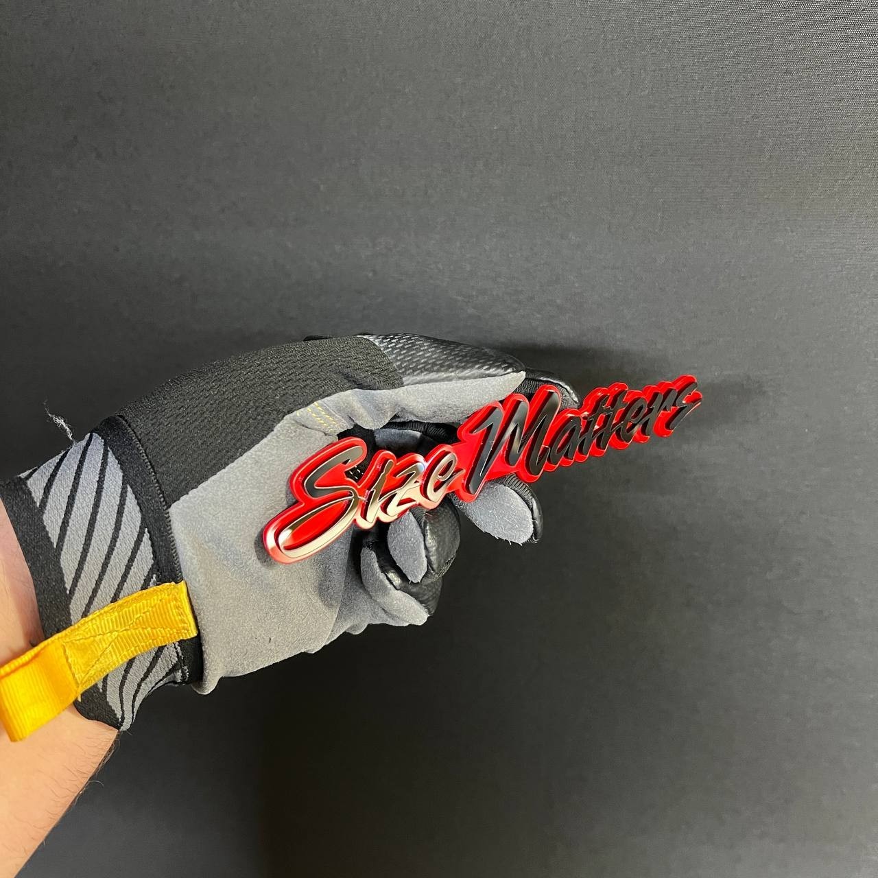 1x "SIZE MATTERS" Custom Text 3D Acrylic Car Emblem Badge Multicolor Laser Cut