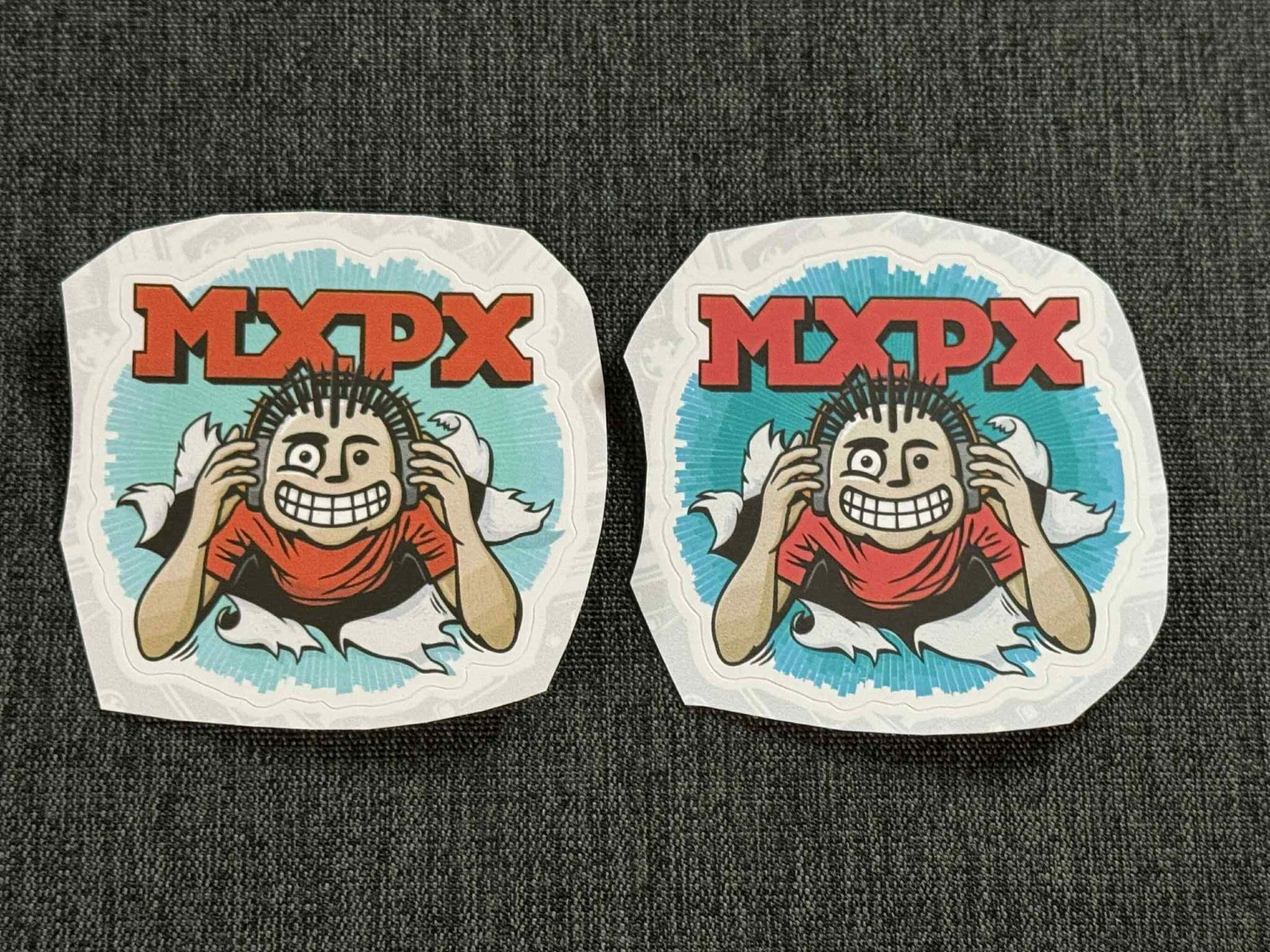 Lot (2) MXPX 2 1/2" x 2 1/2" Band Logo STICKERS Blue Red FAST! FREE SHIP!