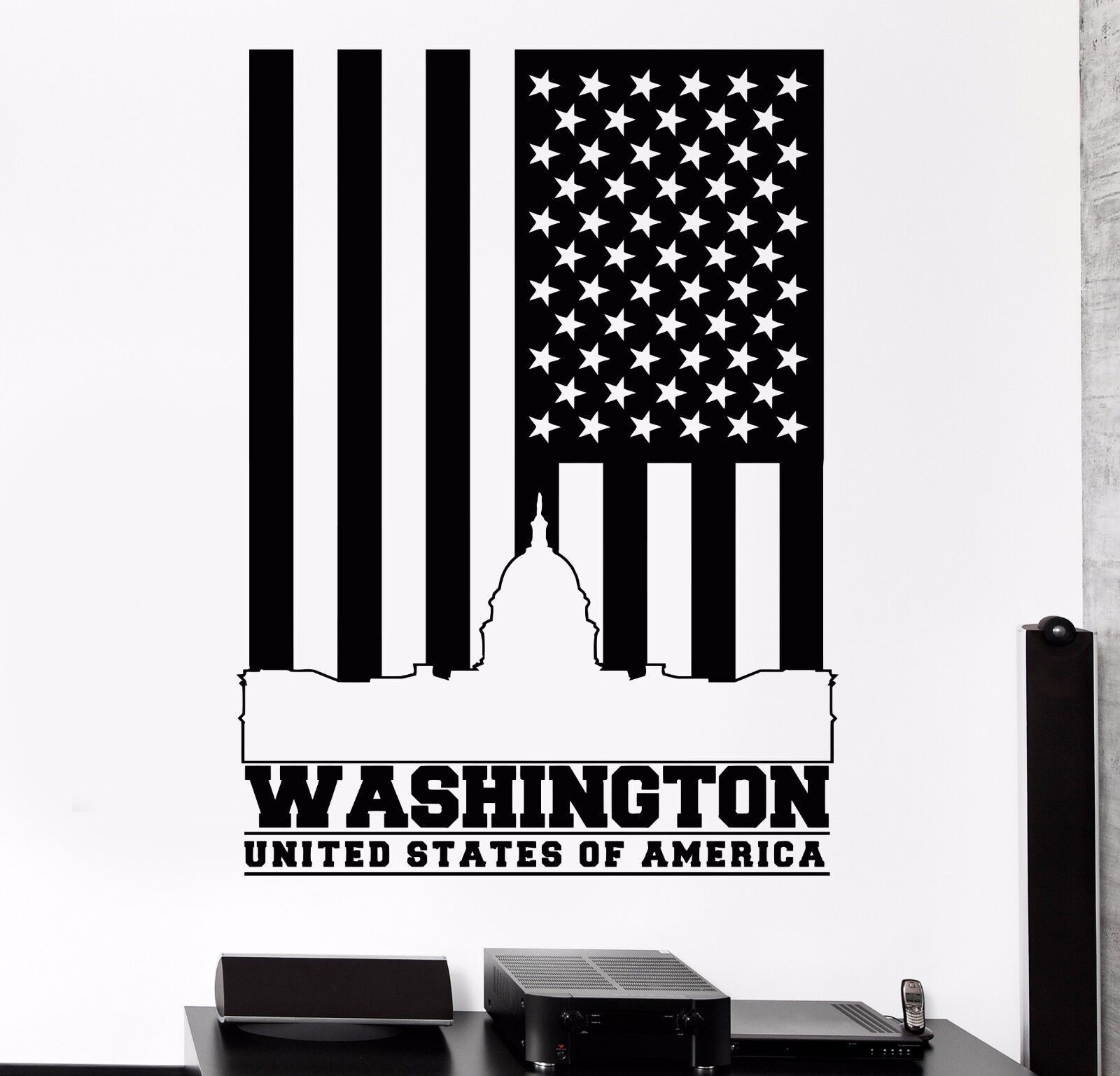 Vinyl Wall Decal Washington United States America Flag Stickers (917ig)