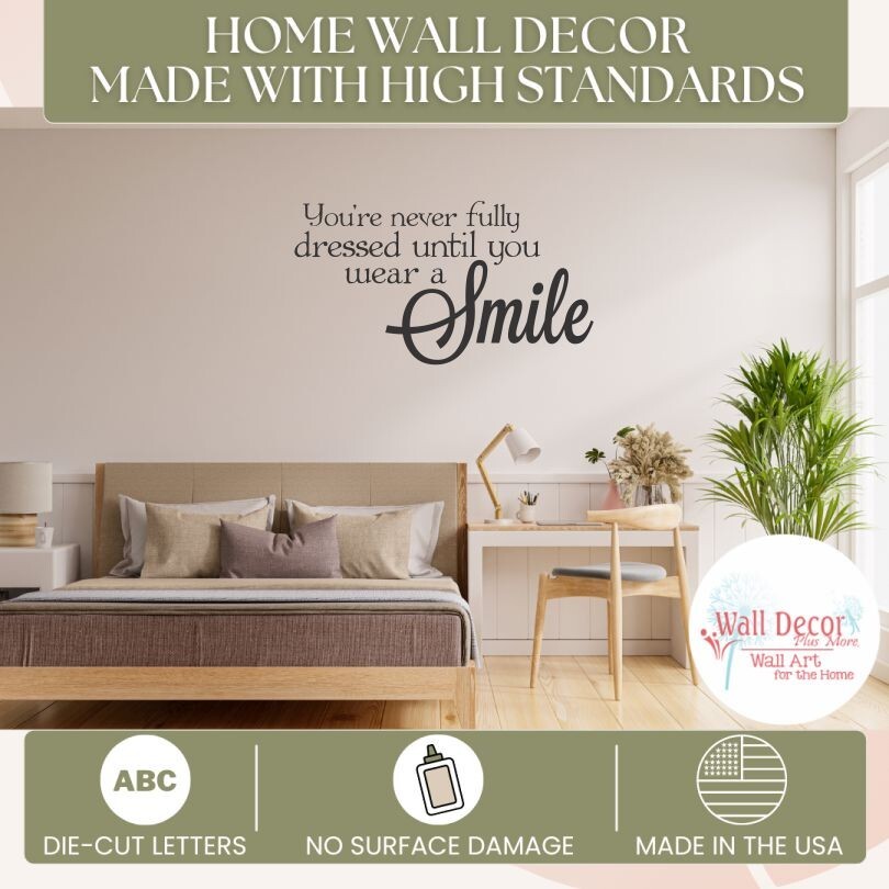 You're Never Fully Dressed Until.. Vinyl Wall Decal Bathroom Quote 23×12.5