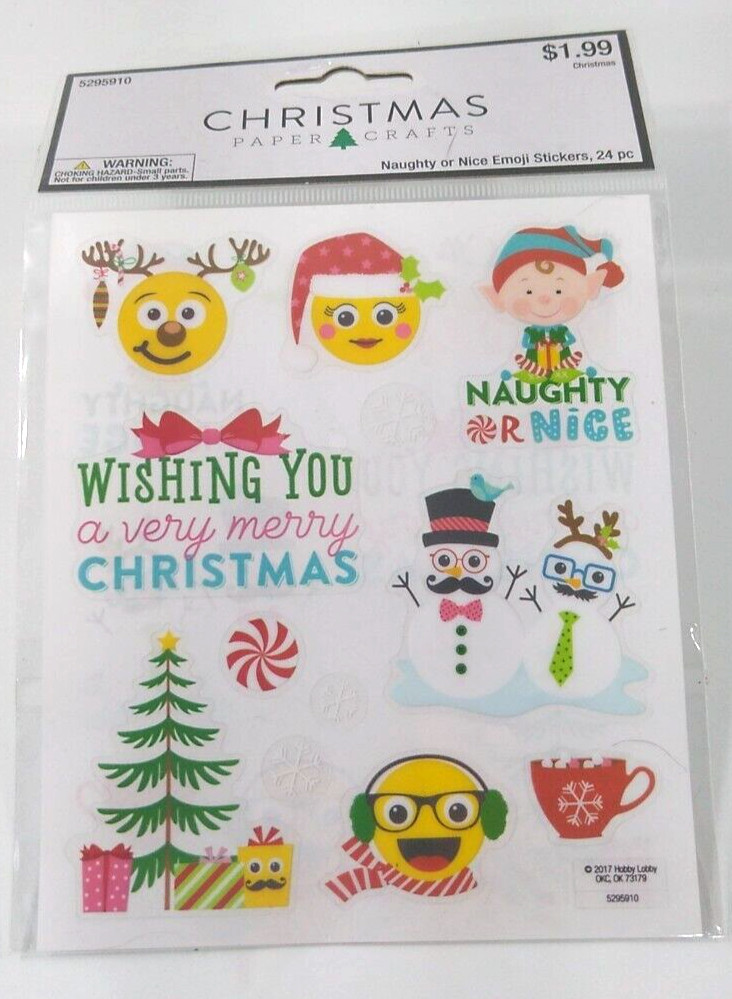 Paper Crafts Christmas Emoji Stickers 31pc Hobby Lobby Planner Scrapbook Gift