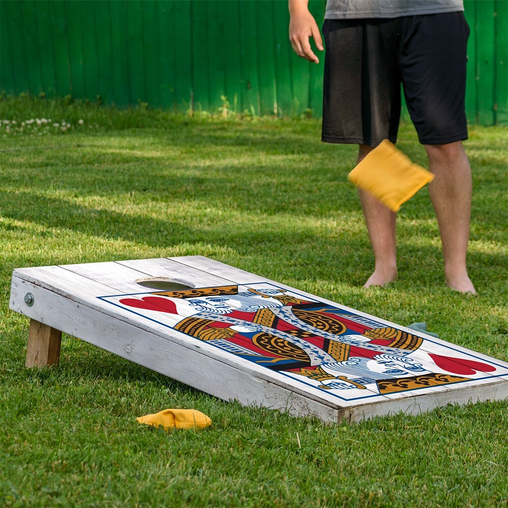 King and Queen of Hearts Casino Themed Cornhole Board Wraps and Decals Sticker
