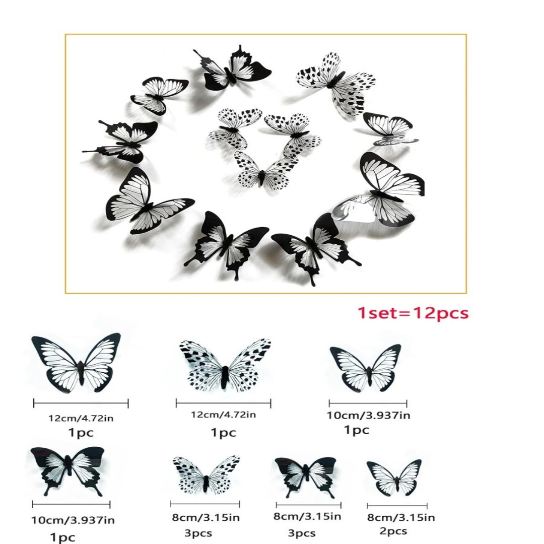 12pcs 3D Butterfly Sticker Wall Decoration for Living Room and Bedroom Stickers