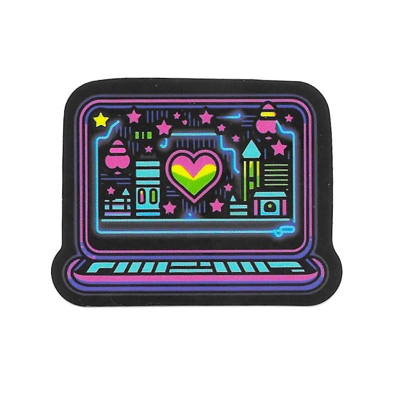 Retro Laptop Vinyl Sticker Heart Stars Aesthetic Decal Neon Vaporwave Glow Art