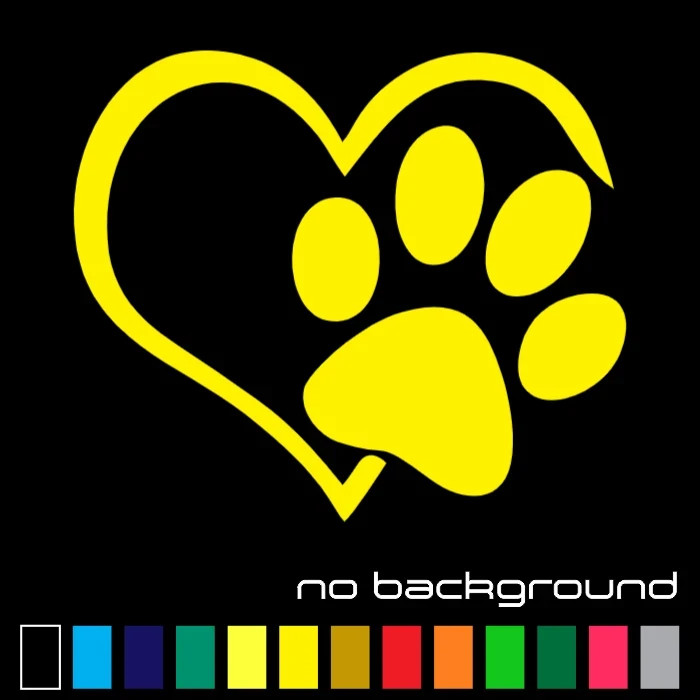 PAW PRINTS with HEART Decal Vinyl Stickers | Love of Dog Cat Puppy Pet