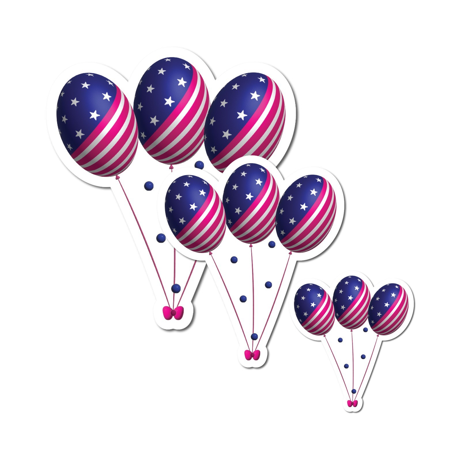 Balloons Vinyl Sticker American Flag Design USA Patriotic Red White Blue Decal