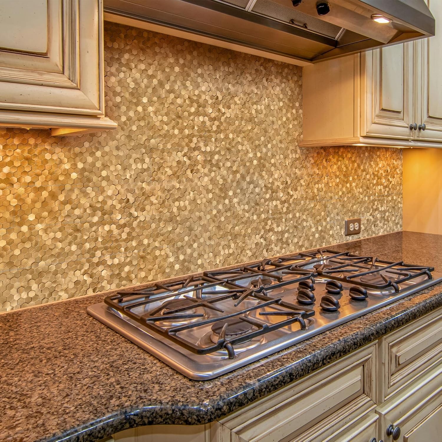 8Pcs Peel Stick Backsplash Tiles, Stick on Mosaic Self Adhesive Tiles,3D Hexagon
