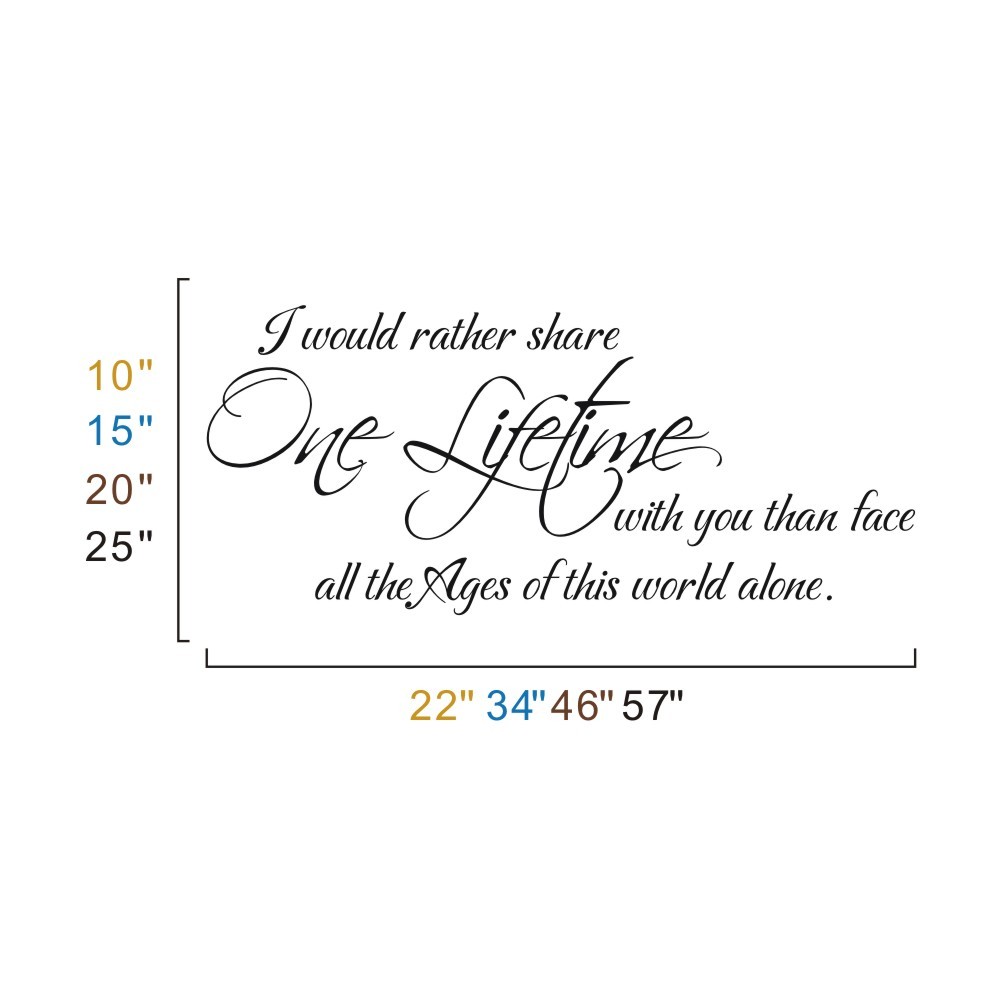 Wedding Love Wall Sticker One Lifetime Saying Vinyl Art bedroom Home Decor Gift