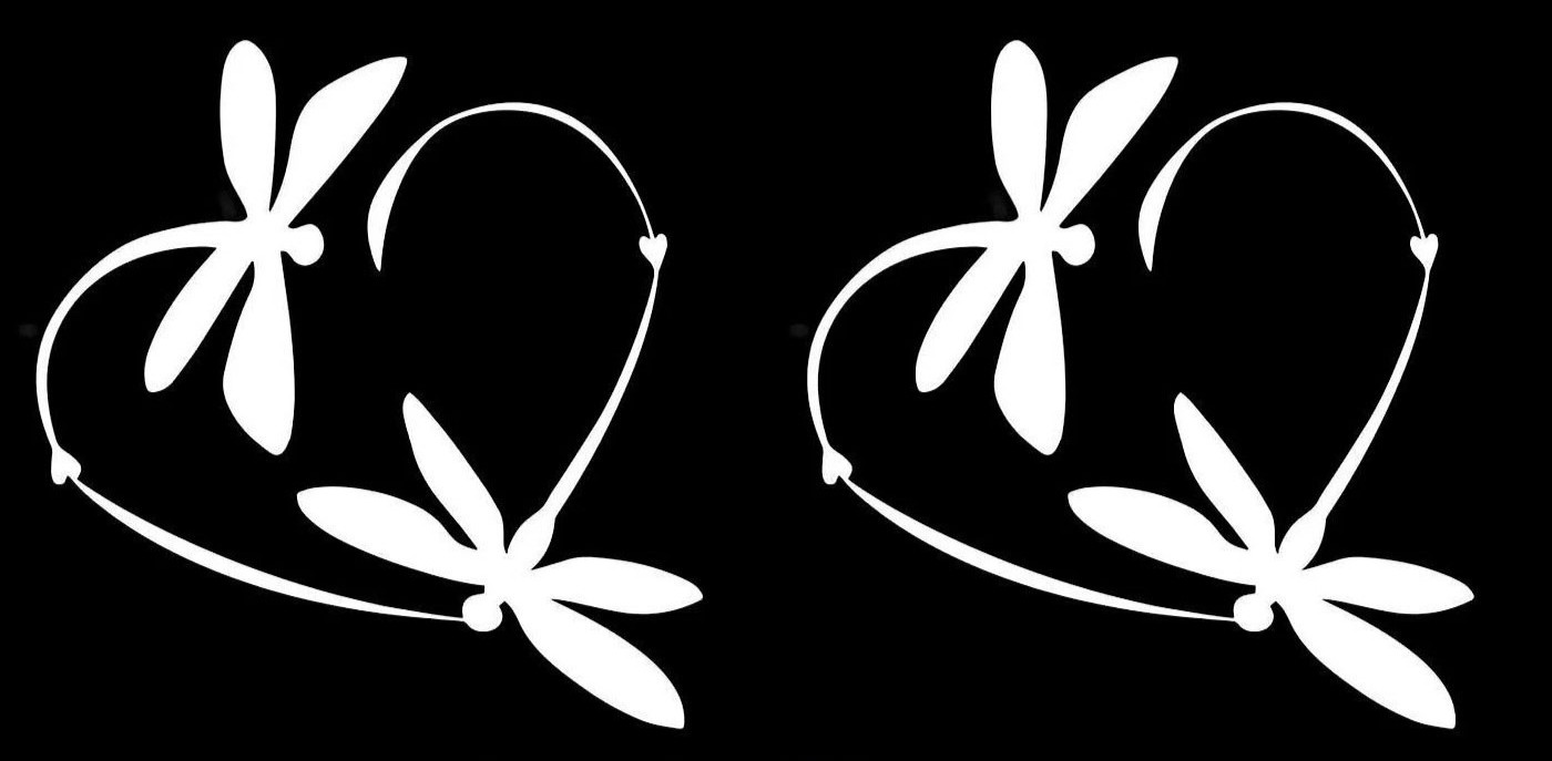 Dragonfly Heart Love White Vinyl Decals Car Windows Laptop Tumbler Tablet Mugs