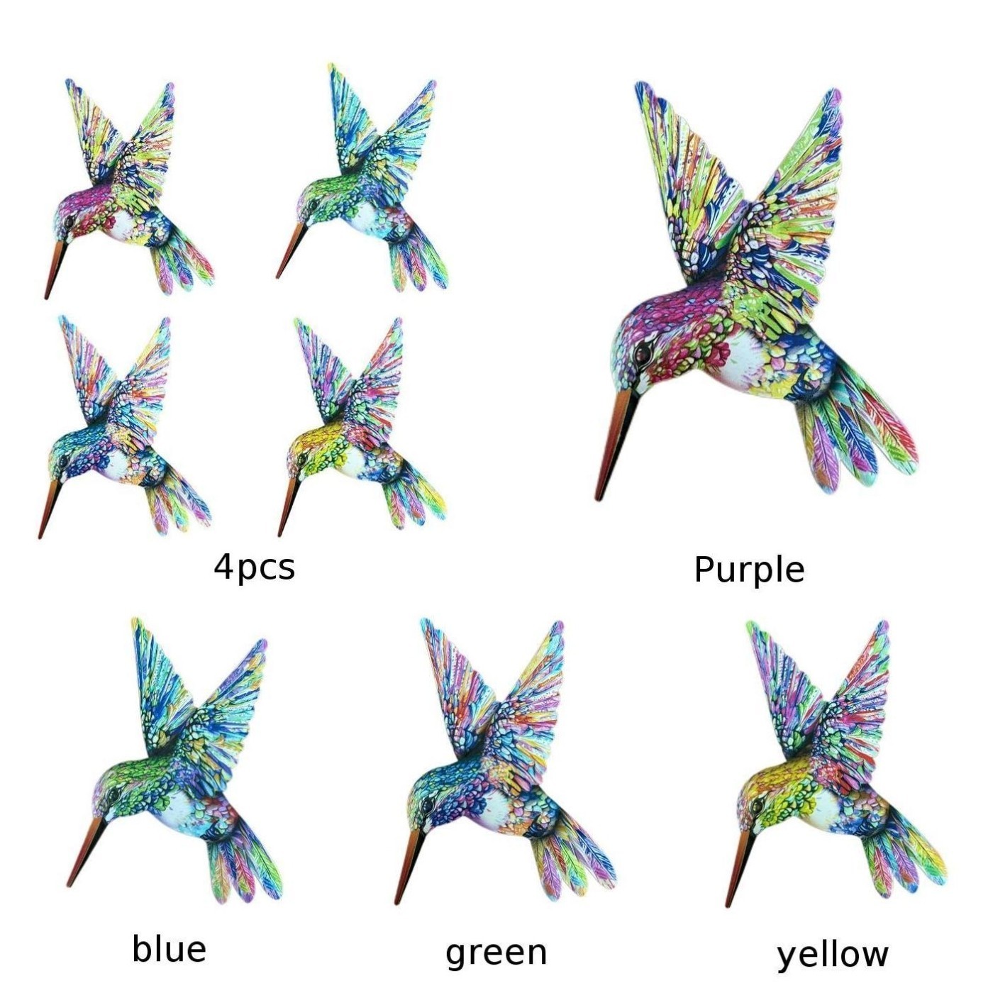 Bright Colorful Hummingbird Metal Wall Decoration for Indoor and Outdoor Use