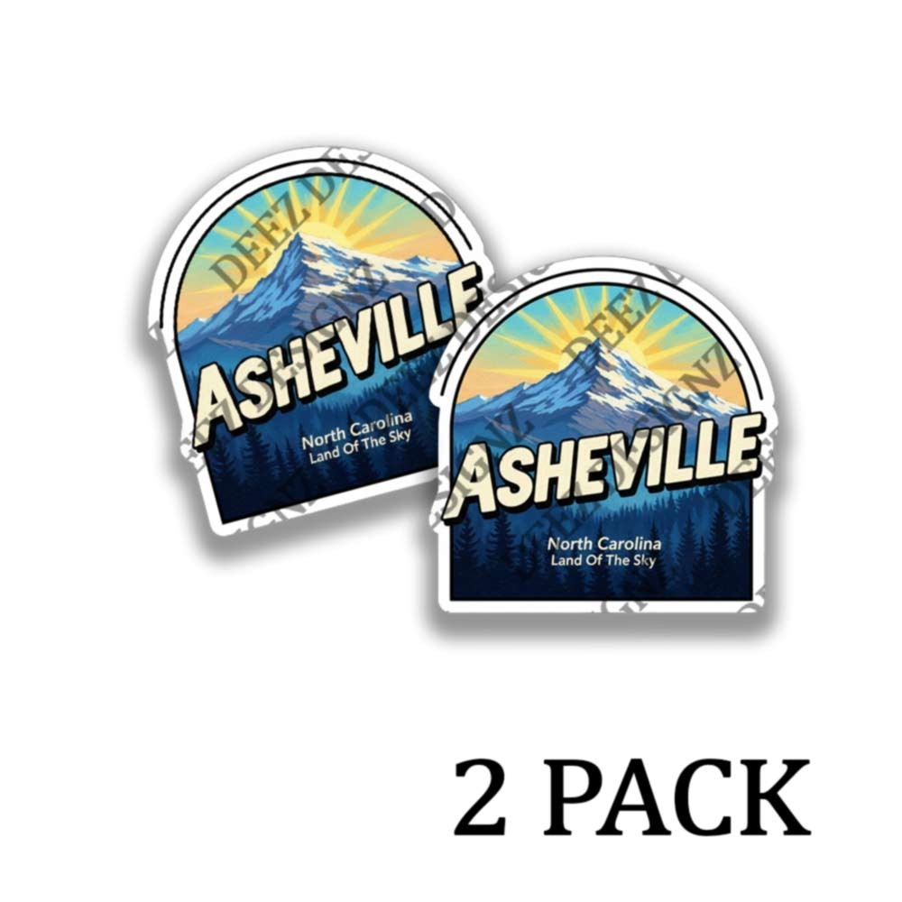 Asheville North Carolina – Adhesive Vinyl Stickers – 2 pack set