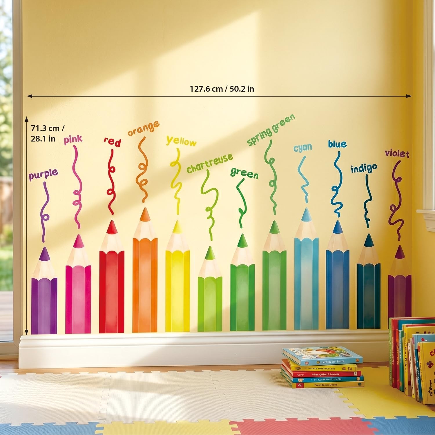Educational Pencil Crayons Wall Stickers Learning Color Educational Decals fo…