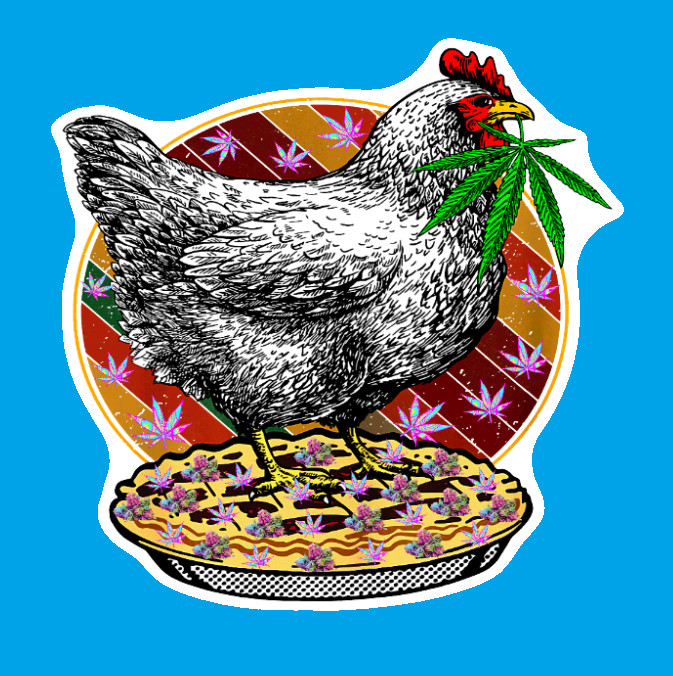 Vinyl Decal Chicken Pot Pie Weed Sticker Weatherproof UV Safe Added Layer