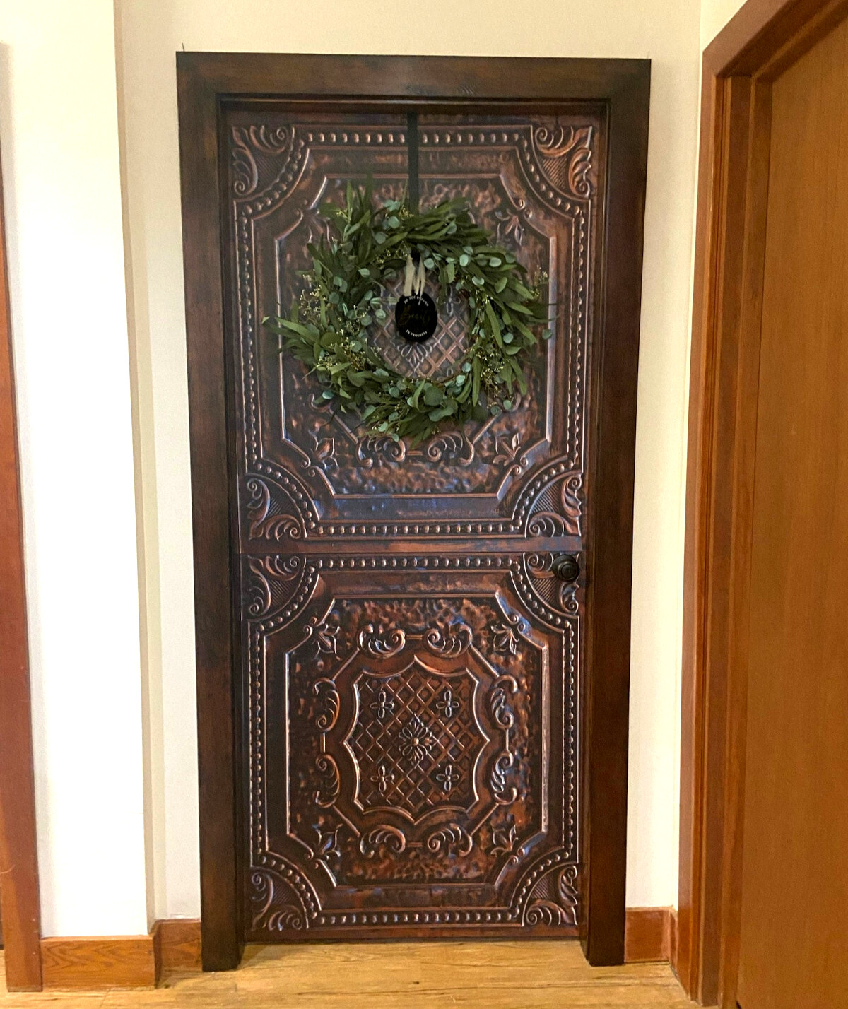 Bronze Patterned Entrance Door Mural | Glossy Laminated | Seamless 1-Piece Wrap