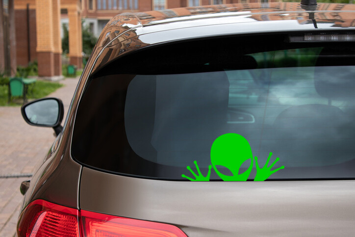 Alien Peeker Decal Funny Bumper Sticker Car Removable Decal Abduction Area 51