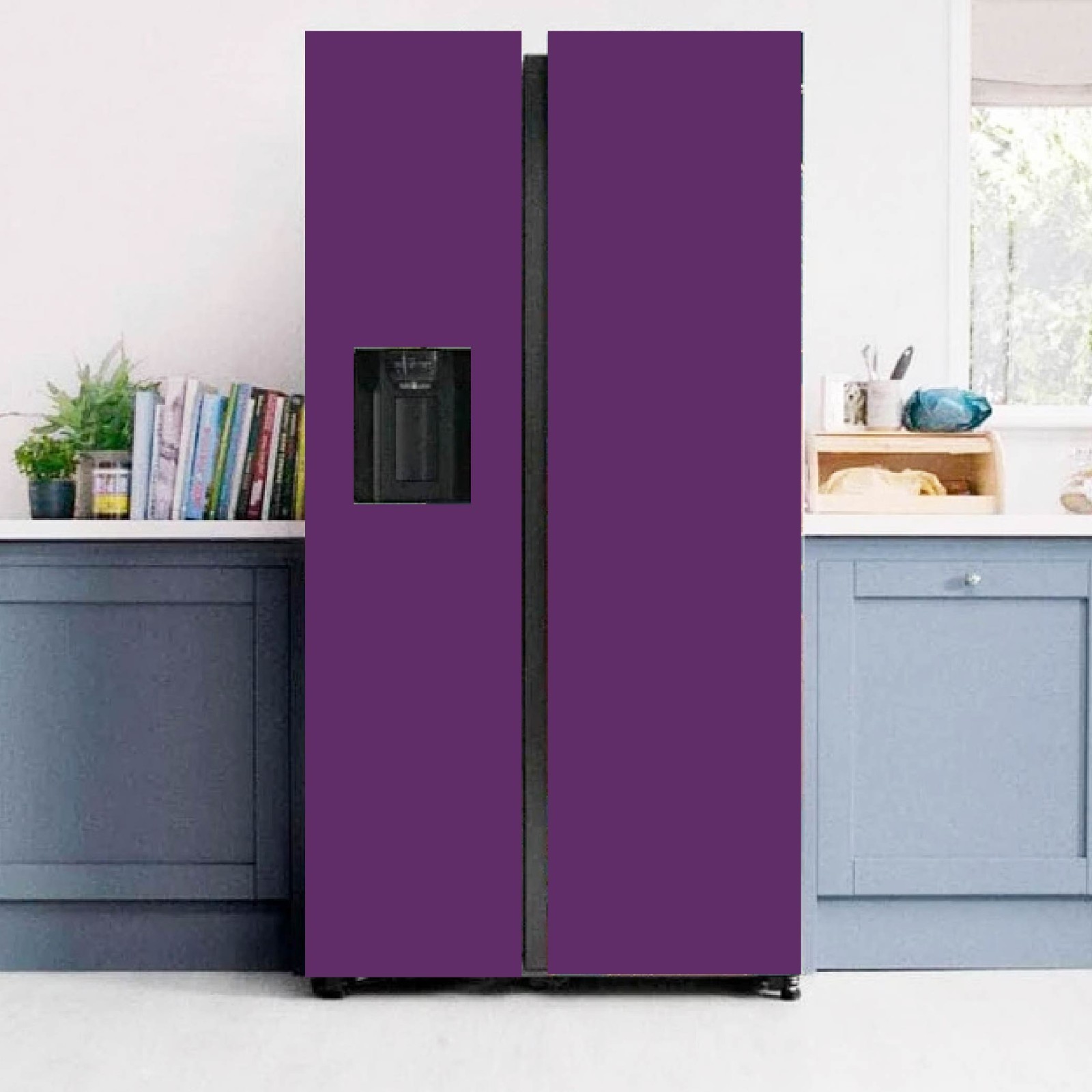Purple Solid Color Fridge Vinyl Wrap for Modern Kitchens