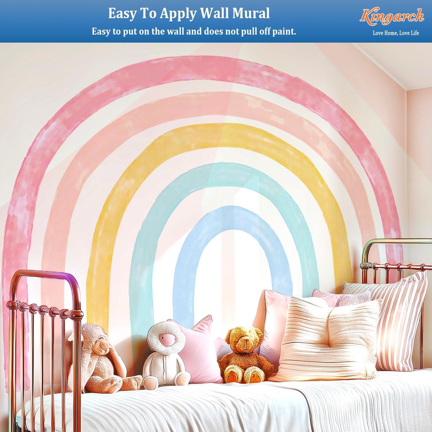 Large Watercolor Rainbow Wall Decals Colorful Peel & Stick Nursery Room Decor