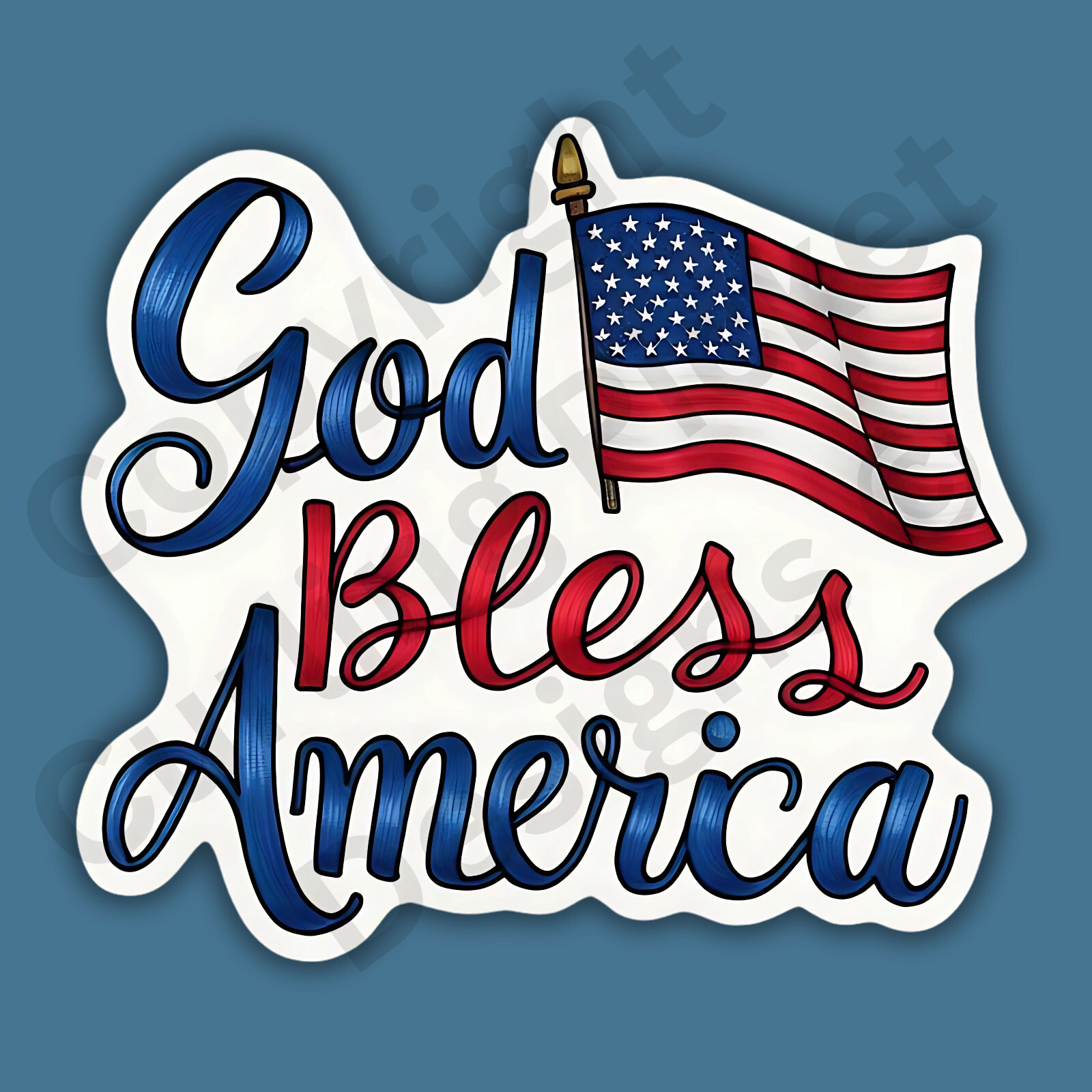 God Bless America Patriotic American Flag U.S.A. United States 3" Vinyl Sticker