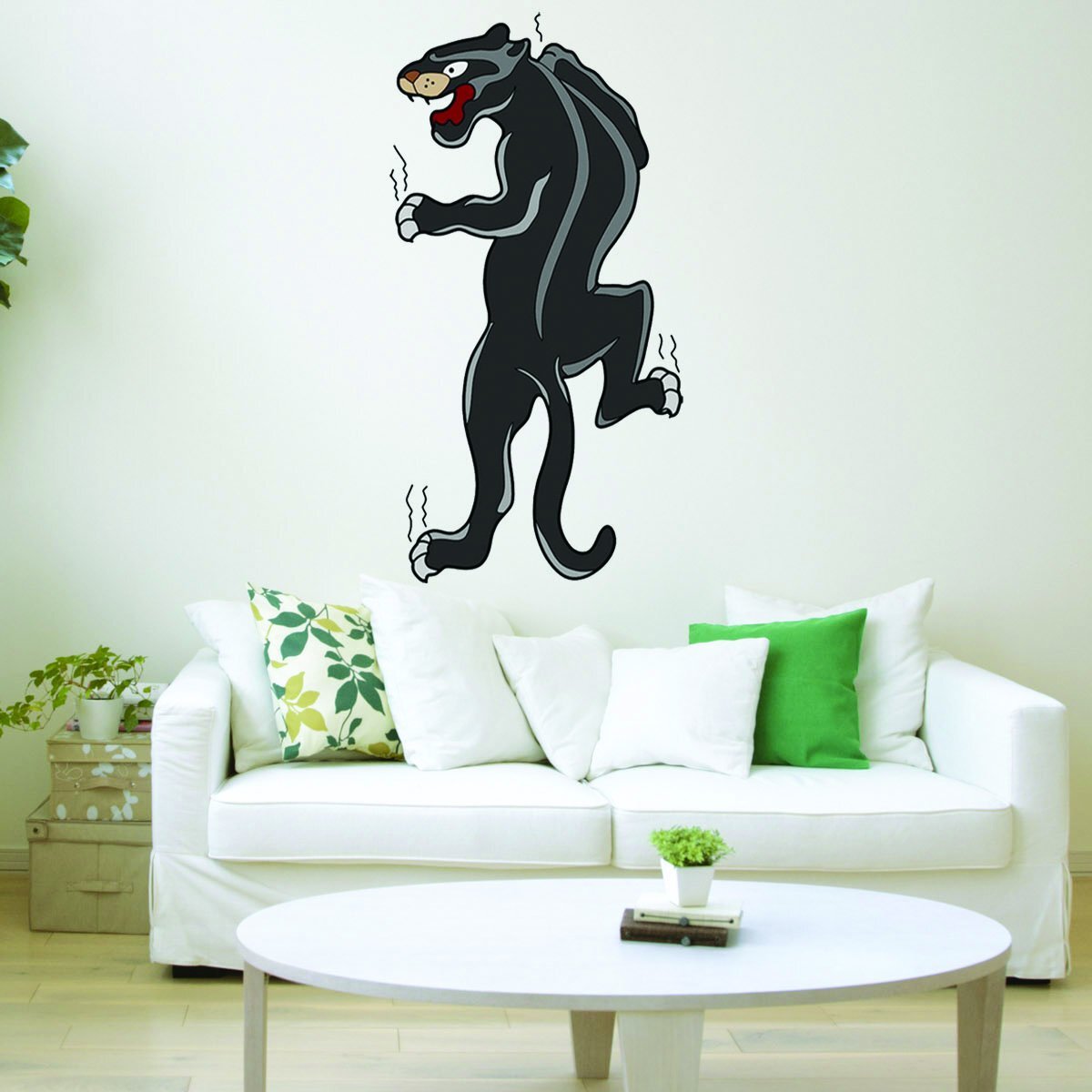 Panther in Black Wall Decal – Pantera Decal, American Traditional Tattoo Art VWA