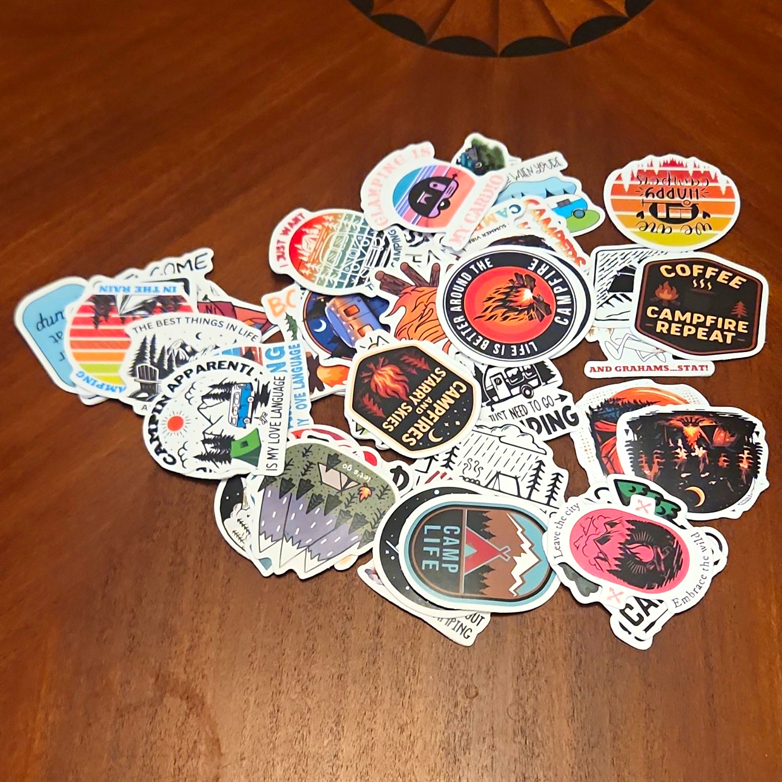 Camping Theme Sticker Lot, Assorted Multicolor Stickers for Adults & Teens
