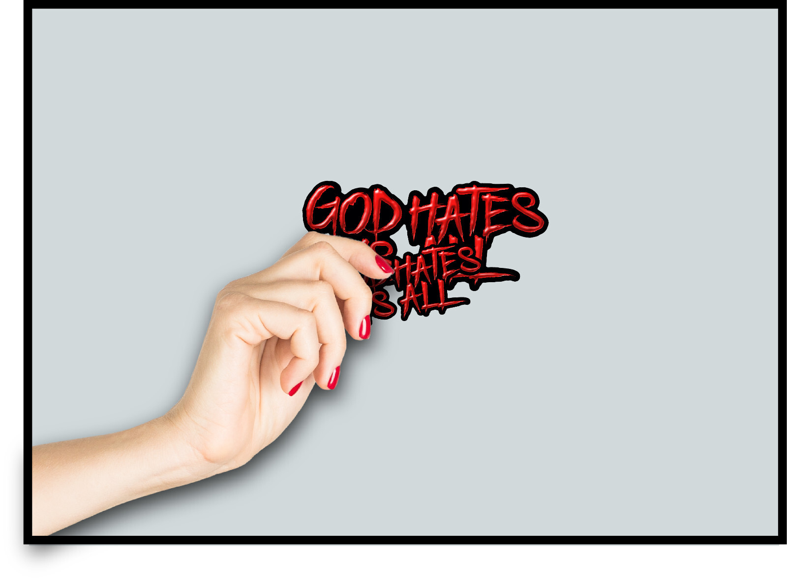God Hates Us All Sticker Decal Goth Emo Hell Evil Religion Car Toolbox Satan